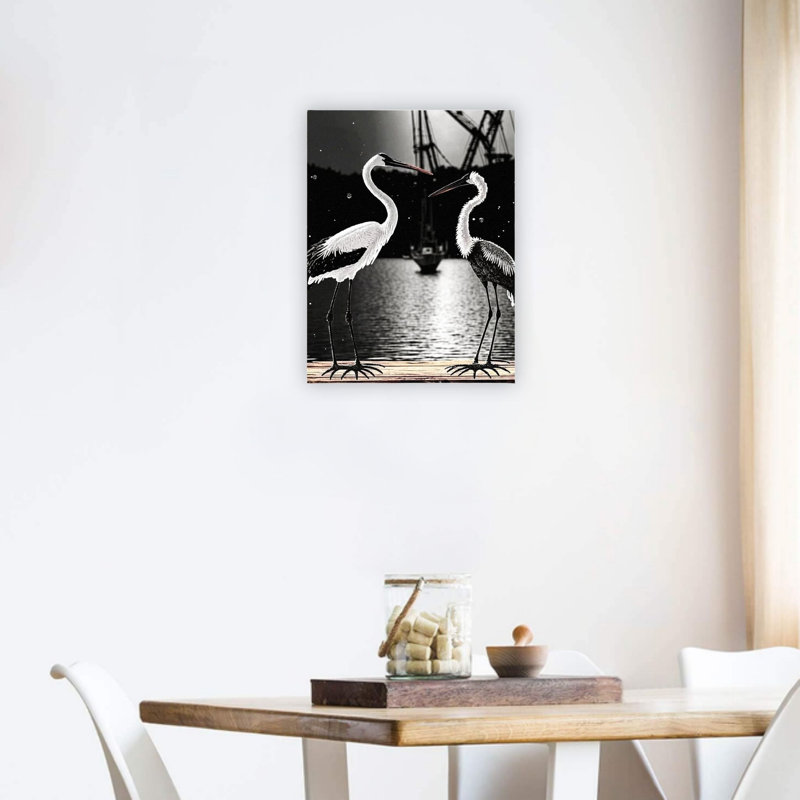 Décoration murale en toile noire et blanche de qualité supérieure 24 x 18 po