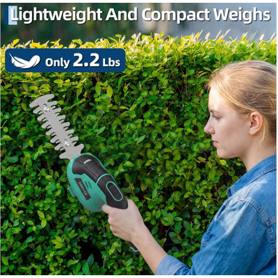 Cordless Grass Shear And Shrub Trimmer With 7.2V Power, 2-In-1 Handheld Hedge Cutter, ABS Construction In Black, 2000mAh Battery With 60-Minute Runtime And Type-C Charging For Lawn And Garden Trimming