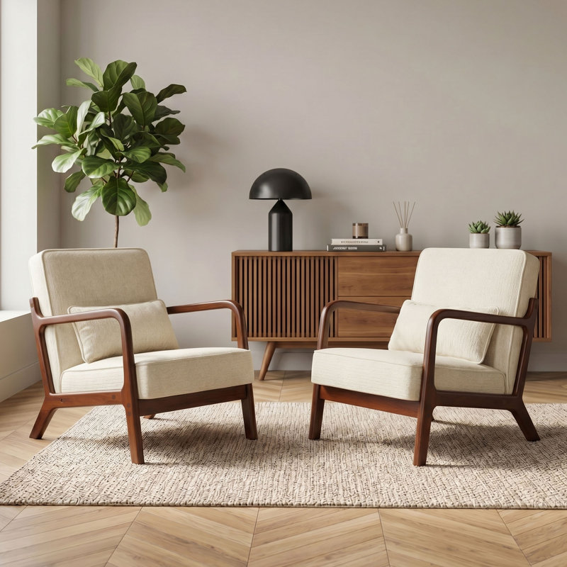 Upholstered Accent Chair, Beige