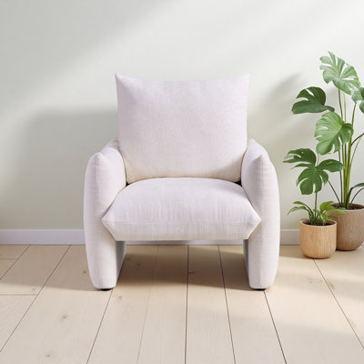 Reinforced Cozy Modern Chenille Accent Chair, 34.3" Oversized Single Sofa Armchair with Plush Cushion, Soft Upholstered Reading Chair for Living Room,