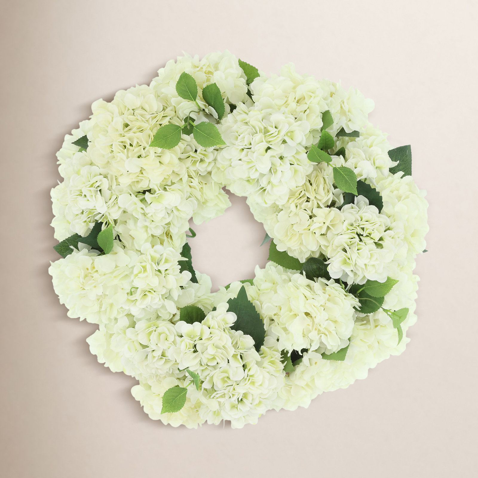 26" Faux Hydrangea Wreath, White