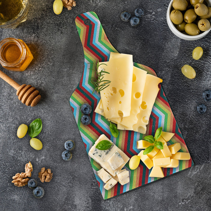 Ambesonne Colorful Tempered Glass Cutting Board Zigzag Sharp Vibrant Multicolor