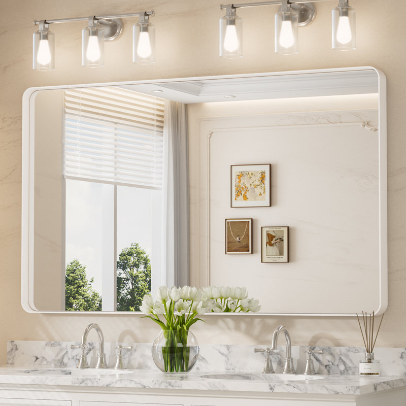Miroir d'appoint Tyro, 60 po x 36 po, Blanc, Rectangulaire