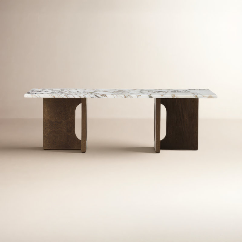Androgyne Stone Coffee Table, Dark Stained Oak, Calacatta Viola