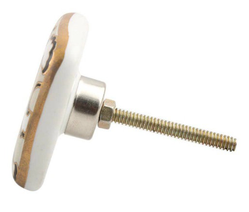 Hand Painted Square Knob, Light Beige