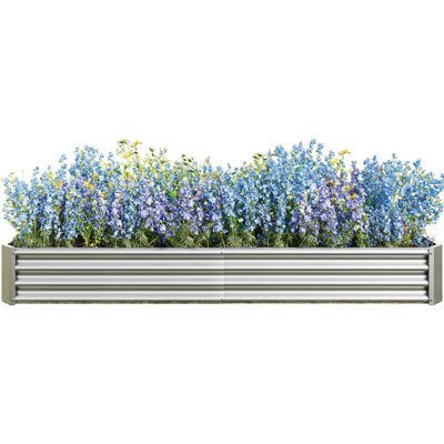 Silver Metal Raised Flower Bed Kit - 27 Cu. Ft. Soil Capacity, Rust-, Easy Setup For Gardens 11.6 In. Height, 2.17 Package Height Assembly