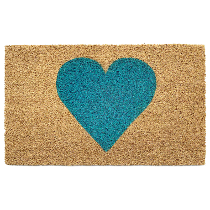 Tapis d'extérieur antidérapant Grandwood Heart, Naturel / turquoise, L 36 po x L 72 po