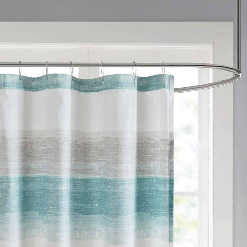 Rideau de douche à rayures à rayures turquoise / gris 72 po x 72 po