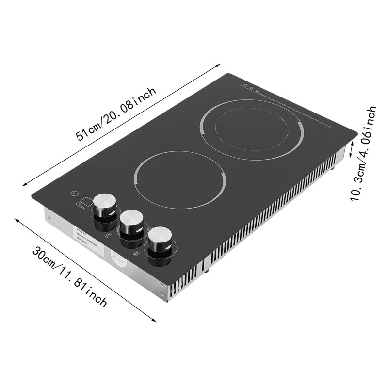 Plaque de cuisson électrique à 2 brûleurs avec 5 brûleurs et contrôle de la surface de cuisson de la cuisinière