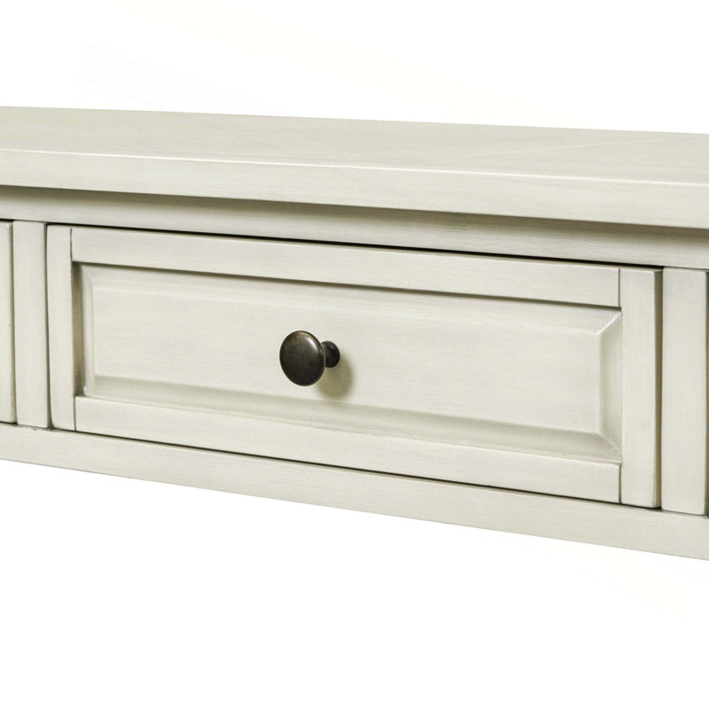 Console de 63 po de long avec tiroirs et tablette pour le hall d'entrée, le couloir et le salon, Antique White