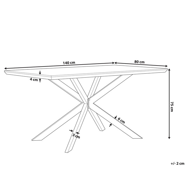 Swansea Metal Base Dining Table, Light Wood