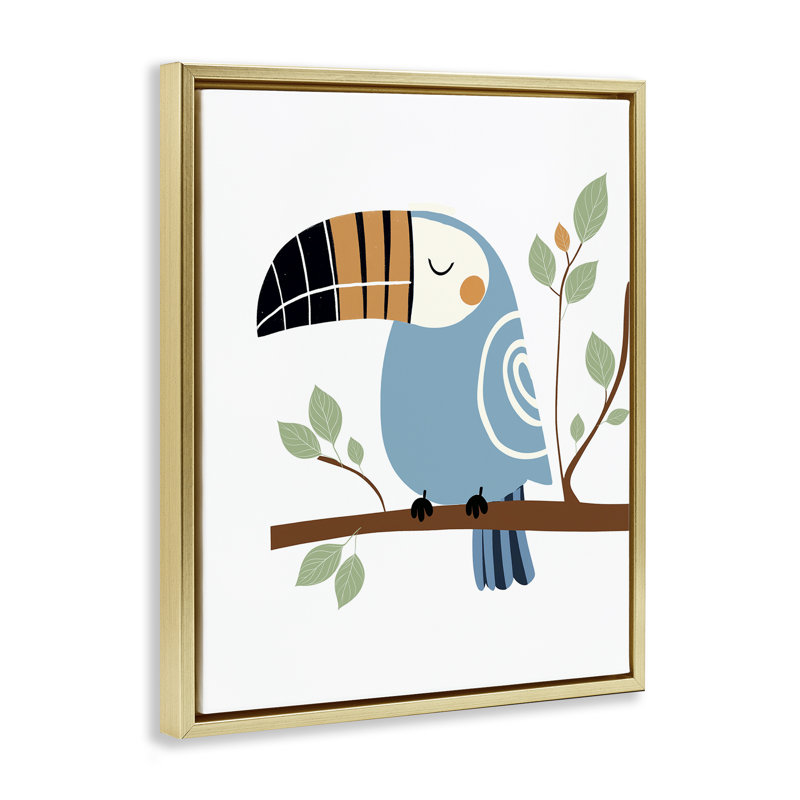 «In the Jungle Toucan Floater», art mural par Christine Simpson Art, H 31 po x l 25 po, Cadre flottant gris lustré