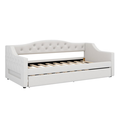 Upholstered Daybed With LED Belt And Trundle