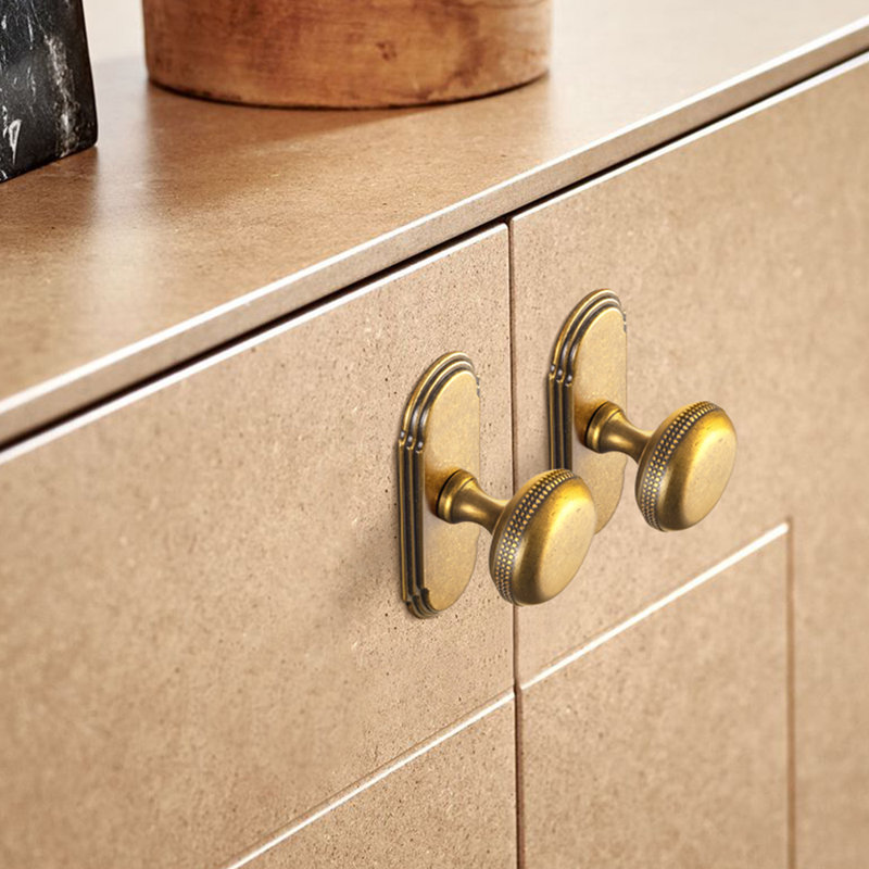 1.18" Mushroom Knob With Backplate-G014 Multipack, Antique Brass