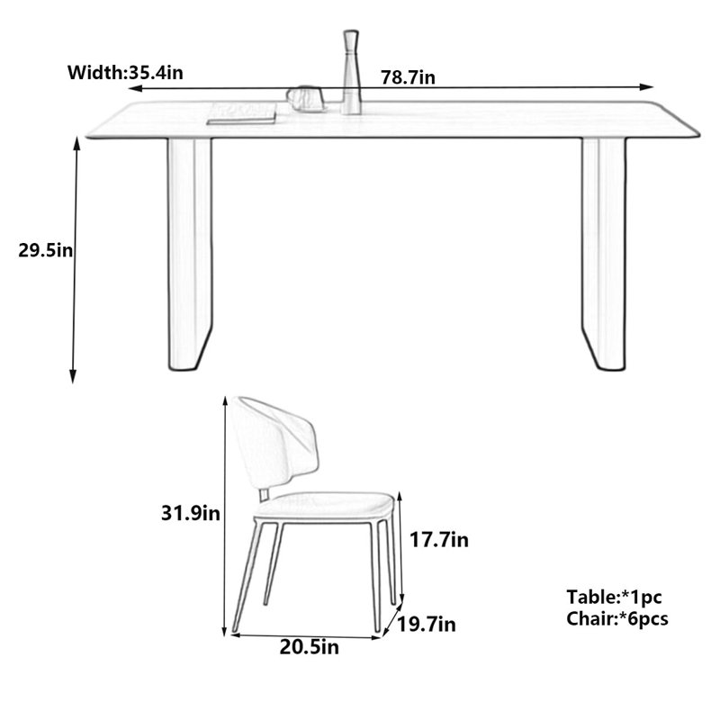 Table Modern Rock Slab, texture naturelle unique, H 29,5 po x L 78,7 po x l 35,4 po