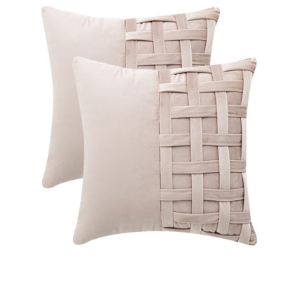 Velvet Bold Cross Velvet Geometric 18'' Throw Pillow Cover