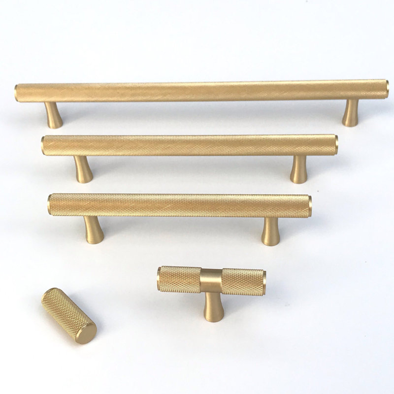 Texture 2" Length Bar Knob, Brushed Brass