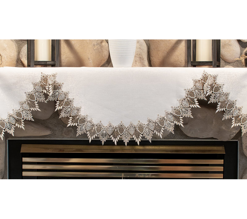 Écharpe de cheminée beige et blanc en ton terre (19 po x 90 po)