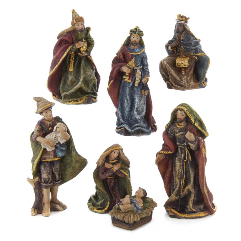 Ensemble de crèche en résine 7 pièces
