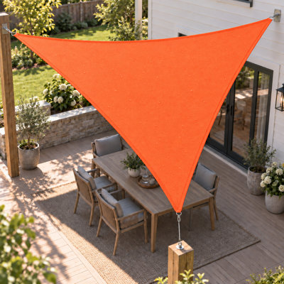 Waterproof Triangle Shade Sail with Ropes & Full Installation Hardware Kit