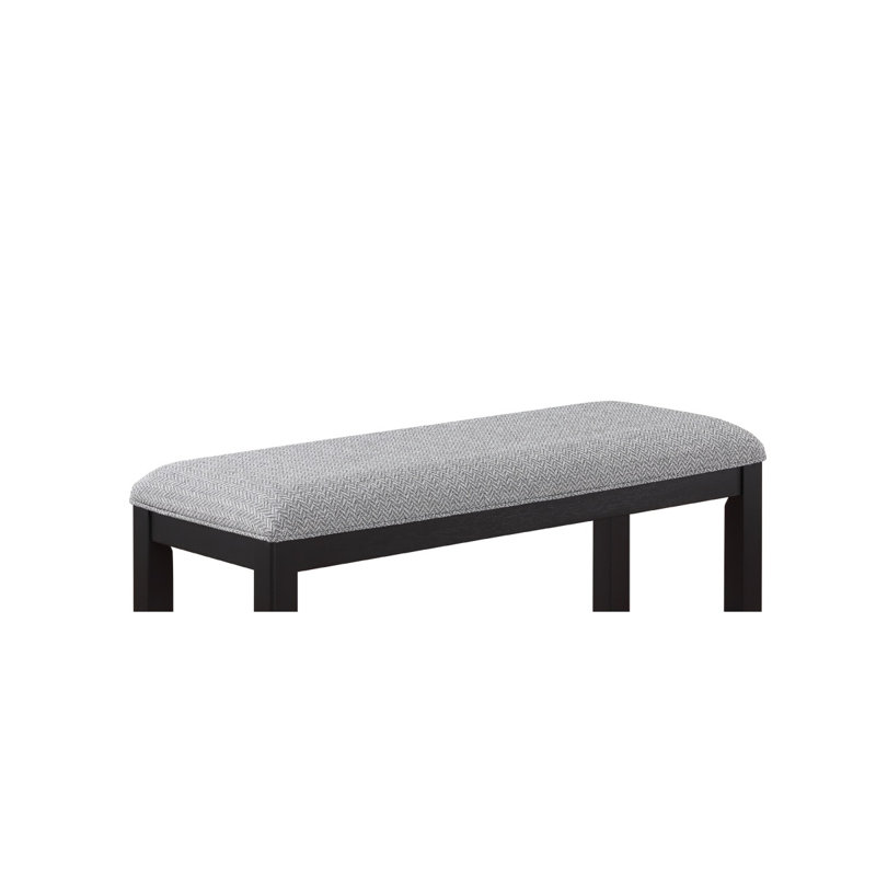 1Pc Transitional Dark Gray Finish Fabric Upholstered Counter-Height Dining Bench, Gray, Black
