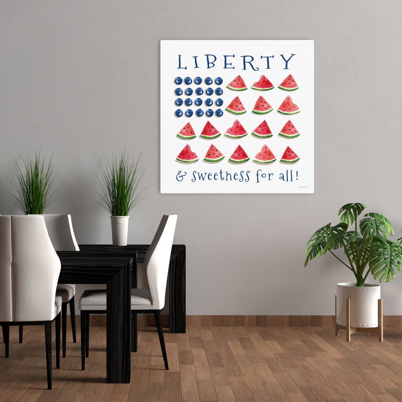 Liberty Fruit Flag, art typographique contemporain, H 36 po x l 36 po