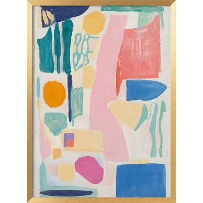 "Abstract Colorful Geometry" Framed Textured Wall Art