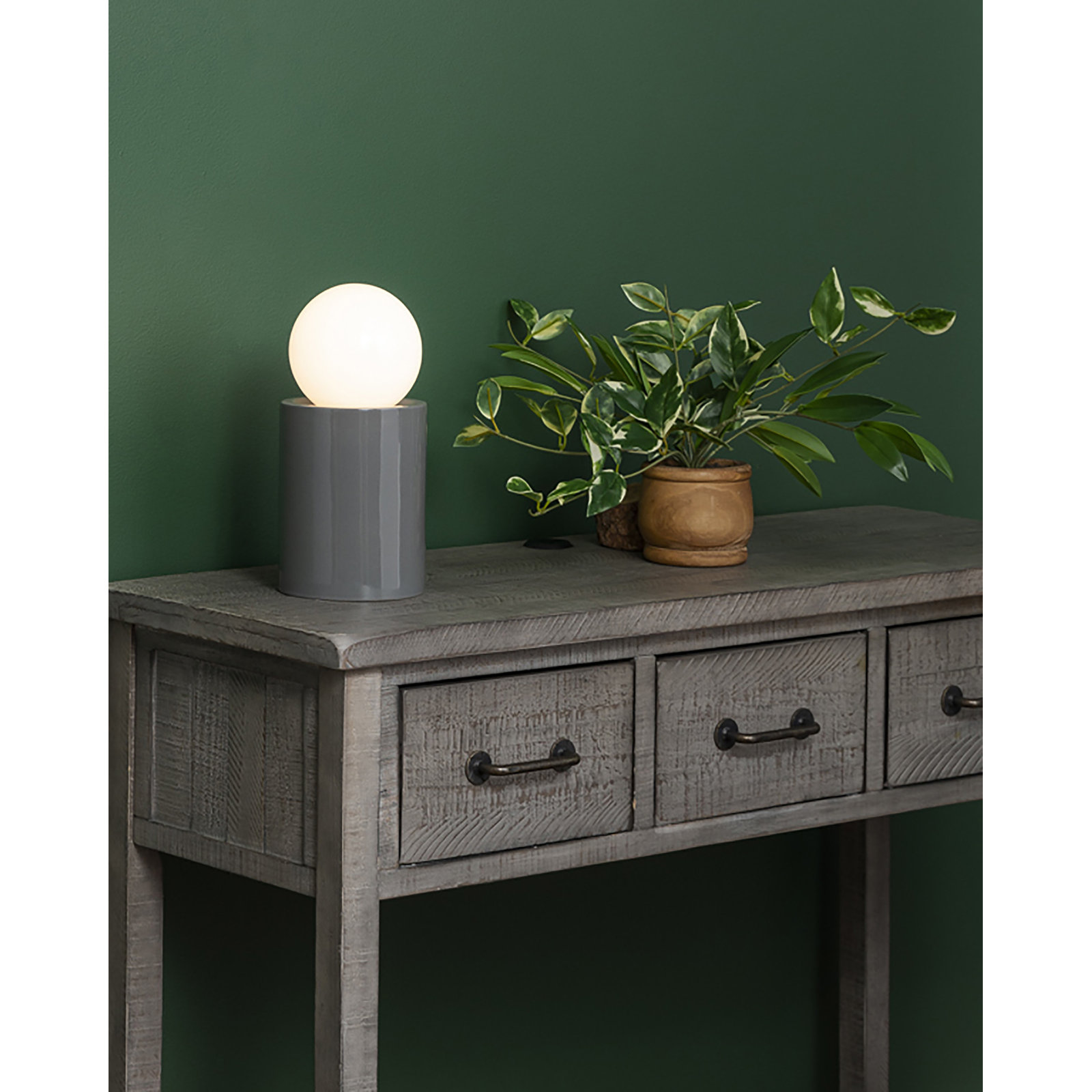 Rachid Ceramic Torchiere Lamp, 11.5" H x 5.5" W x 5.5" D, Gloss Gray