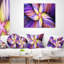 Coussin décoratif à imprimé floral mauve et jaune