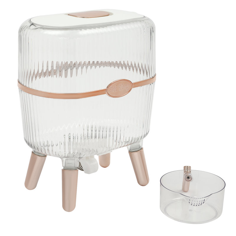 Devari 2.64Gal Dry Food Cereal Dispenser Box Container, Clear/Rose Gold