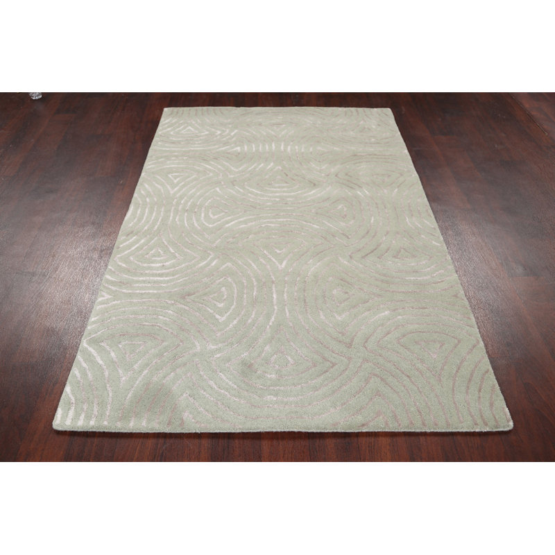 Tapis turquoise en laine/soie Touffeté à la main Pall