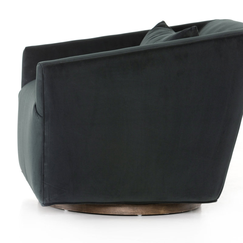 York Swivel Armchair in Modern Velvet Smoke, Modern Smoke Velvet