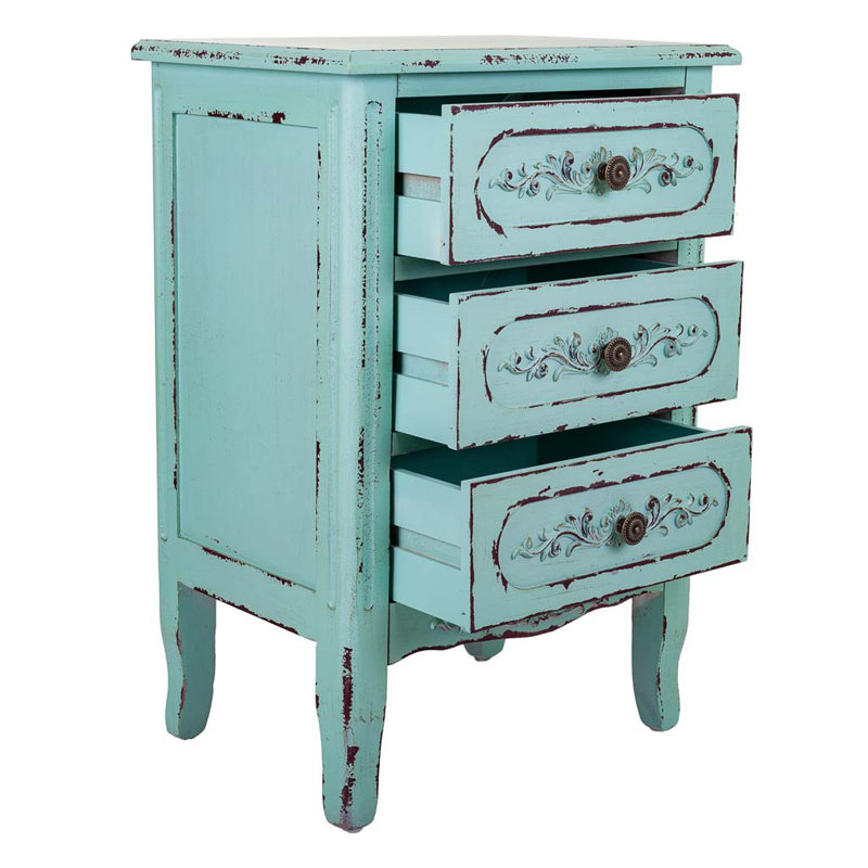 Alleta 46cm W Bedside Table, Antique Blue