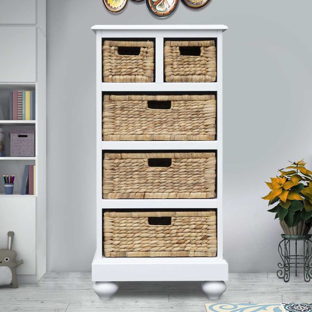 Barrera Open Shelf Basket Cabinet Rosecliff Heights