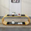 Table basse 57 po en acier inoxydable avec verre, table basse moderne pour le salon, plateau en verre à 2 niveaux avec design grand espace-1442154036