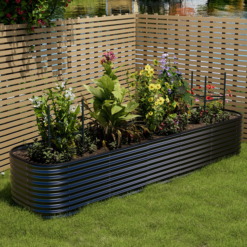 Metal Raised Garden Bed, Black, 56cm H x 320cm W x 80cm D