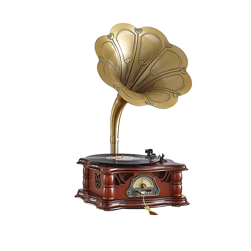Tourne-disque rétro brun avec haut-parleur Bluetooth intégré