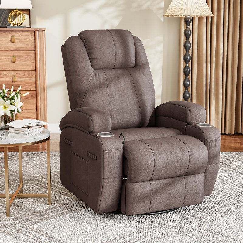 Fauteuil de massage avec fonction pivotante et berçante, Toile brune