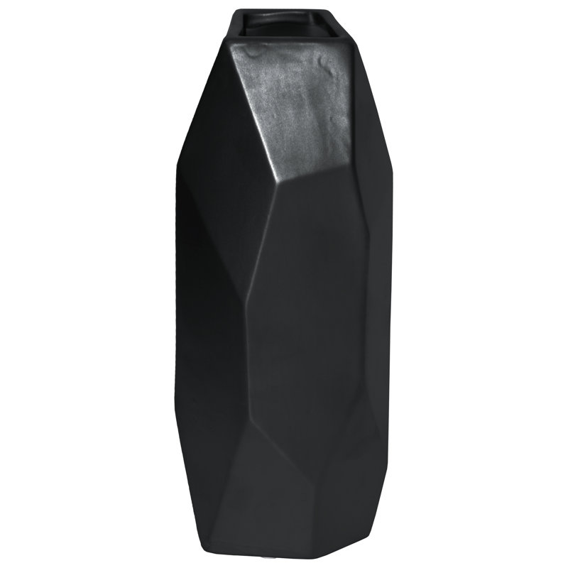 Vase de table en céramique Vinson, H 12 po x l 5,5 po x P 5 po, Noir