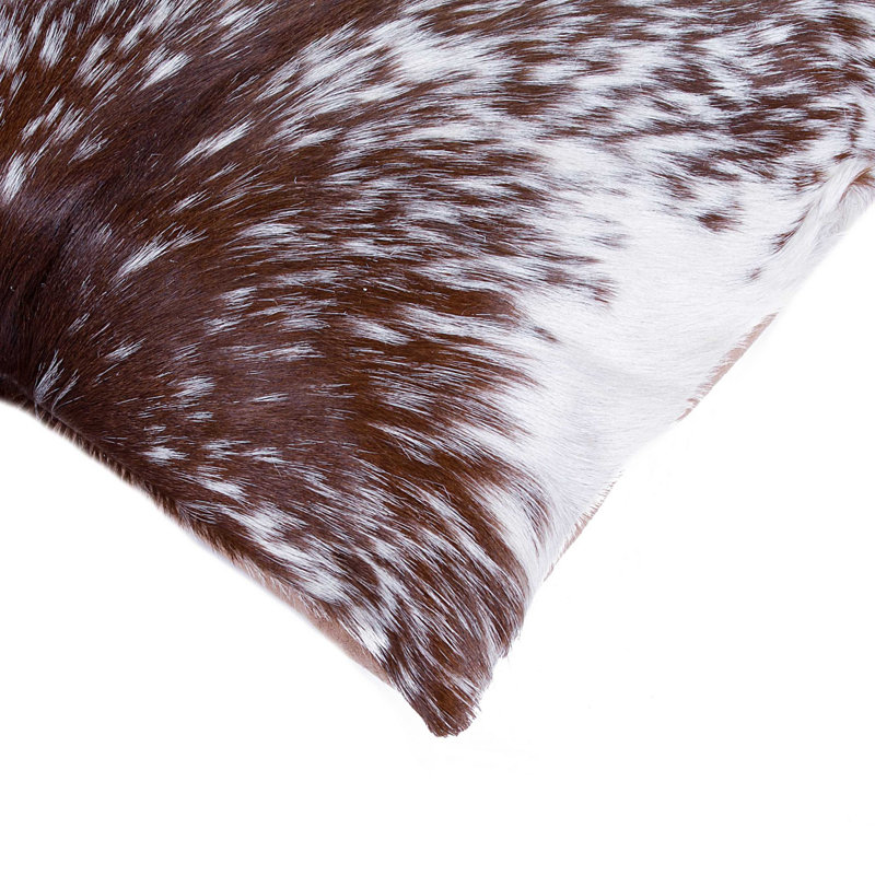 18" x 18" x 5" Salt and Pepper Brown/White, Cowhide - Pillow 2-Pack