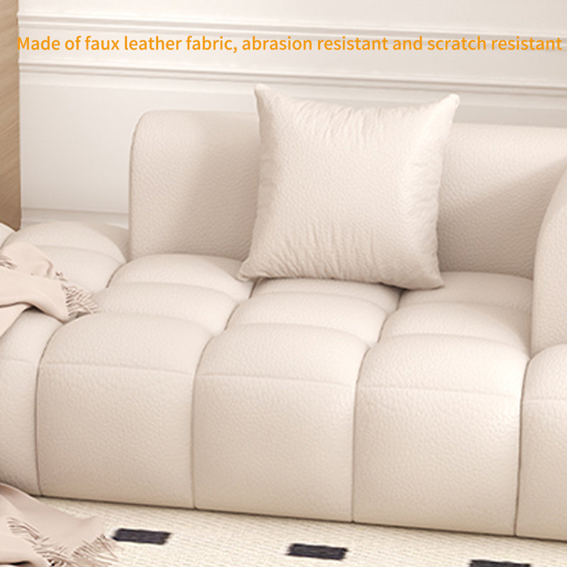 Fauteuil inclinable en similicuir de conception personnalisée, Face à la droite, Beige