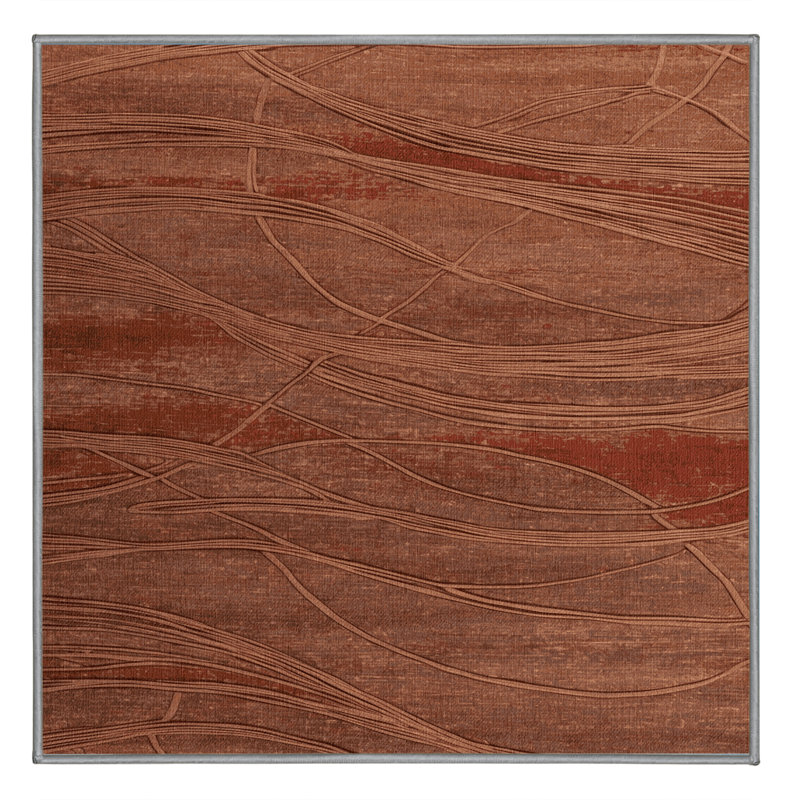 Machine Washable Abstract Brown Area Rug, Square 8'