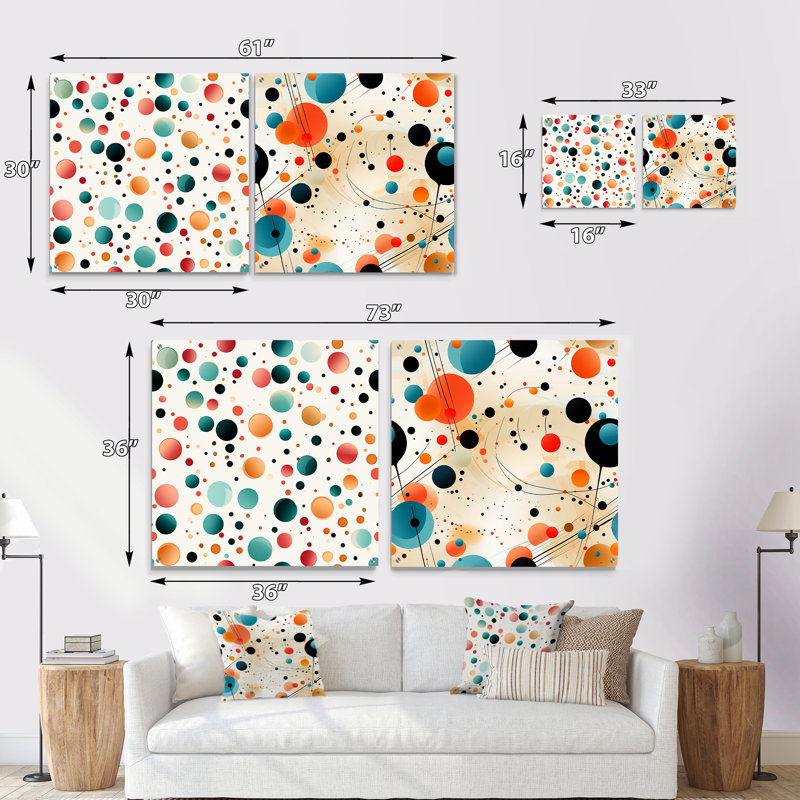 Chrishon - Ensemble de 2 peintures murales abstraites en acrylique, H 16 po x l 33 po