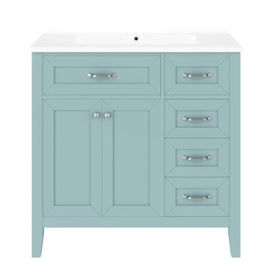 Meuble-lavabo 36 po avec lavabo et porte, armoire de rangement en céramique