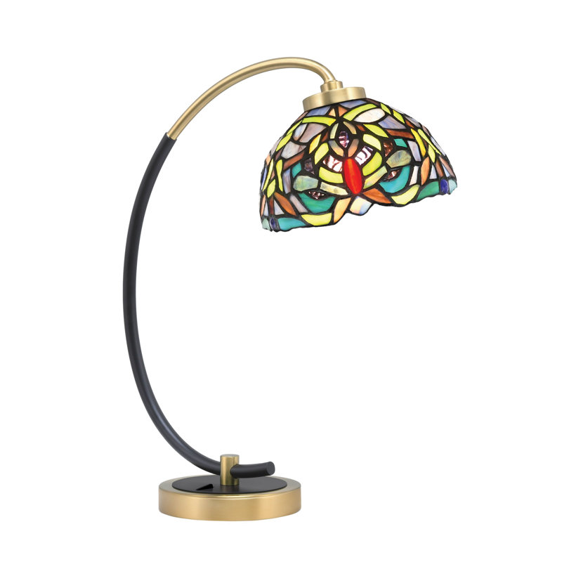 Lampe de bureau montrée en graphite et fini noir mat avec verre de 7 po, Noir mat / laiton