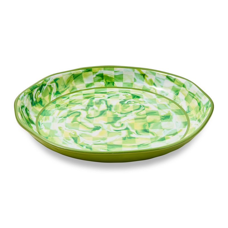 Green Marble Check Melamine Large Platter