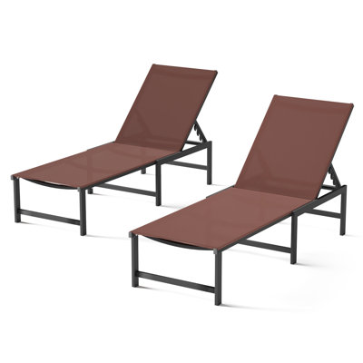 Chaise longue d'extérieur en aluminium, sans assemblage, avec dossier réglable à 5 positions, chaise longue de patio pour la piscine extérieure, la plage, la détente sur la pelouse