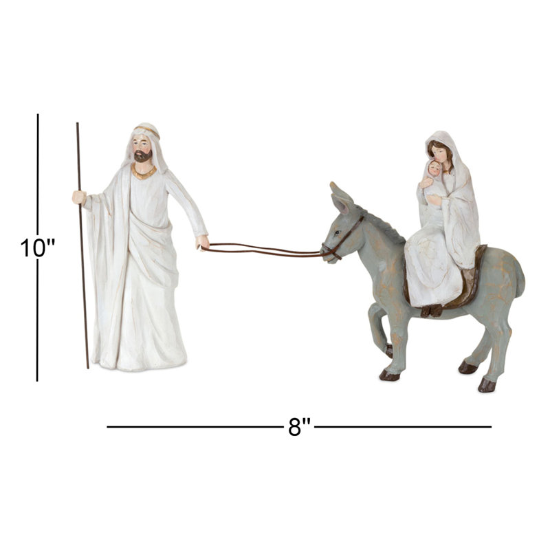 Résine sainte famille avec âne