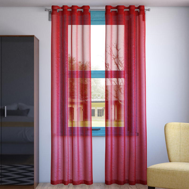 Adne Sheer Curtain Single Panel, 138 W x 122 D cm, Cream