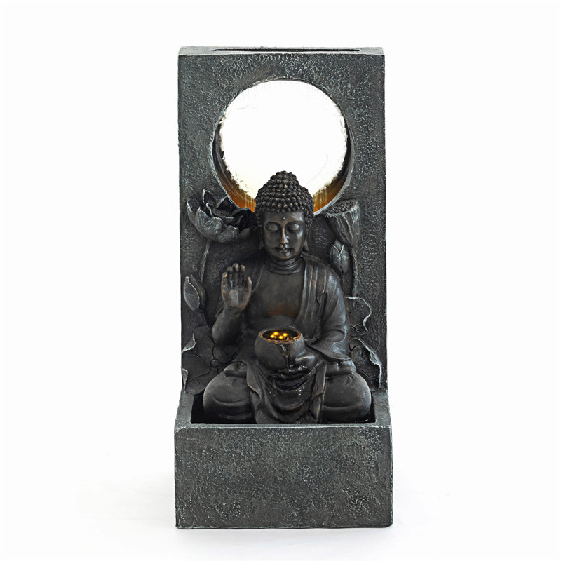 Outdoor Buddha Waterfall Fountain Freestanding Relaxing Water Feature